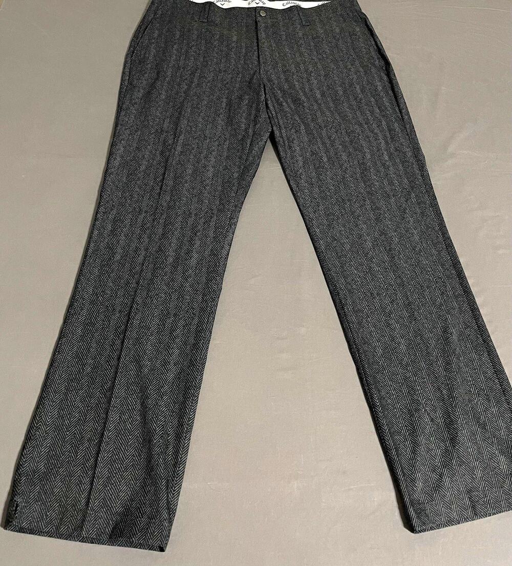 Callaway Opti-Dri Stretch Mens Golf Pants 38x32 Gray Herringbone